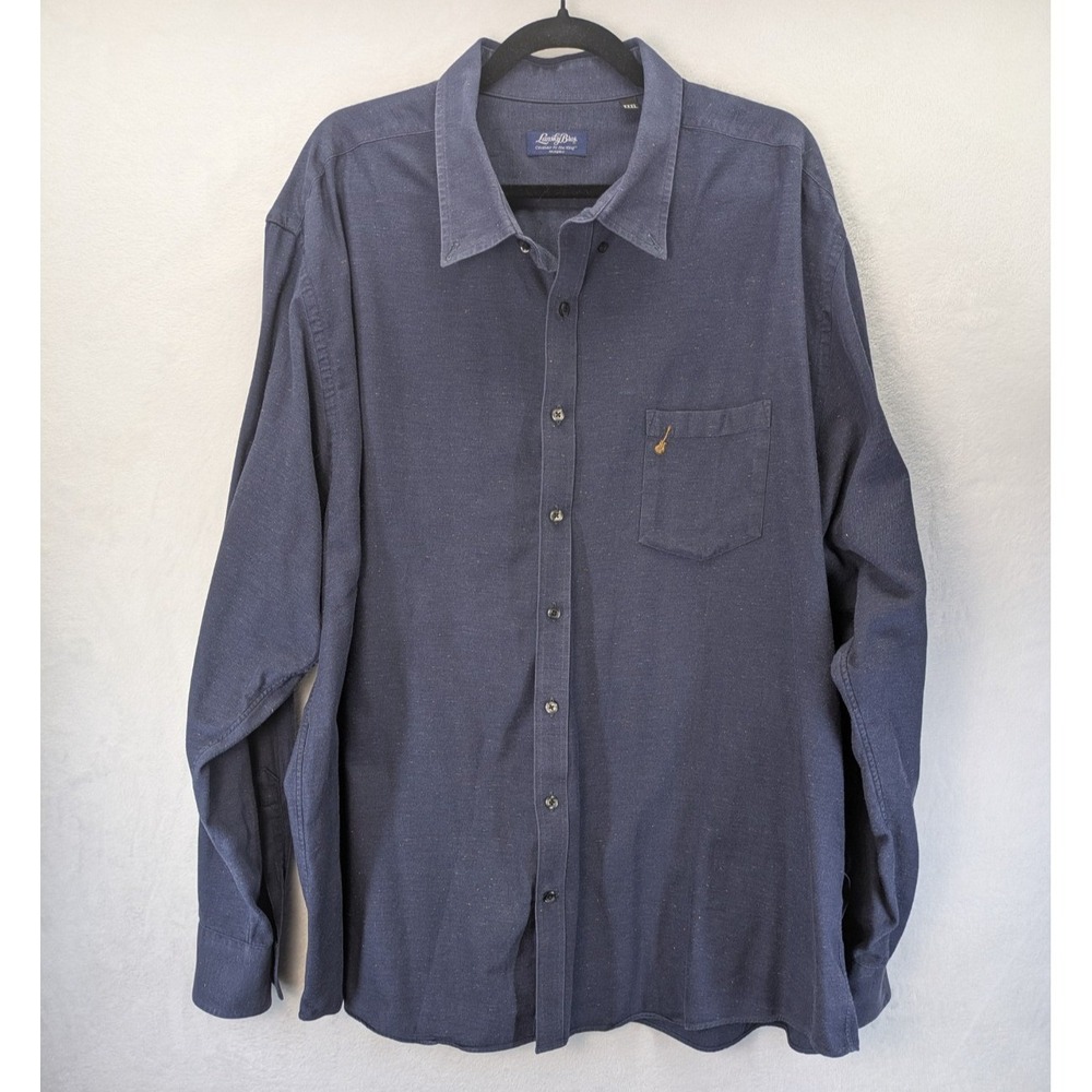 Lansky Bros Button Down Shirt Mens XXXL Navy Blue Speckled Guitar Embroidery